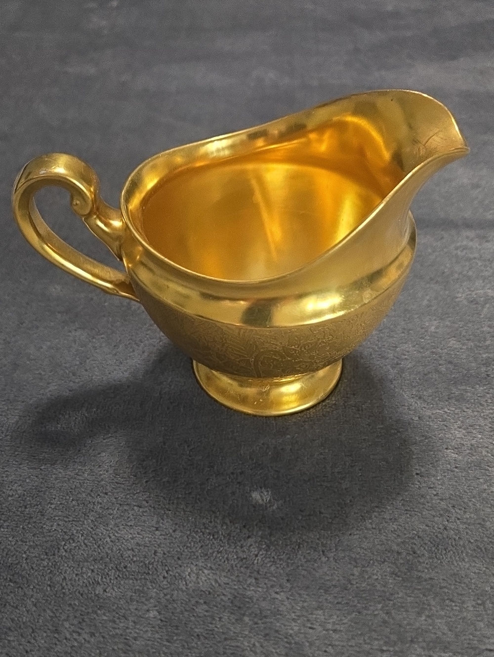 Hutschenreuther Lelb L-H-S Bavaria Gold Etched Floral Design Creamer Pitcher